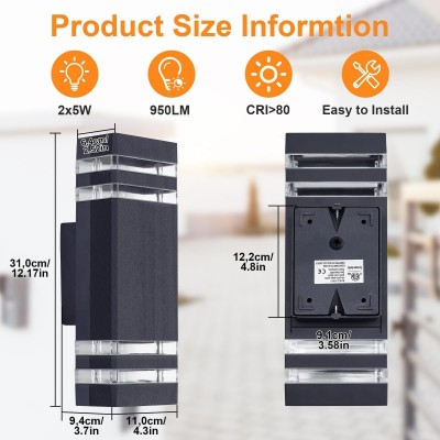 LED户外GU10壁灯防水双头上下照明别墅外墙灯庭院过道走廊灯欧式图3