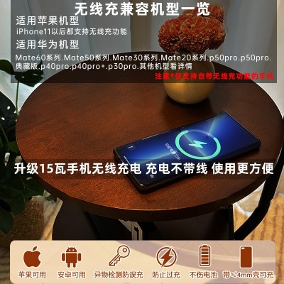 中古风客厅落地灯沙发旁边小型边几置物架法式卧室床头柜一体台灯图4