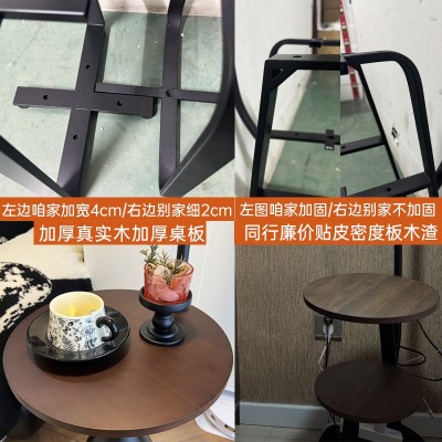 中古风客厅落地灯沙发旁边小型边几置物架法式卧室床头柜一体台灯图2