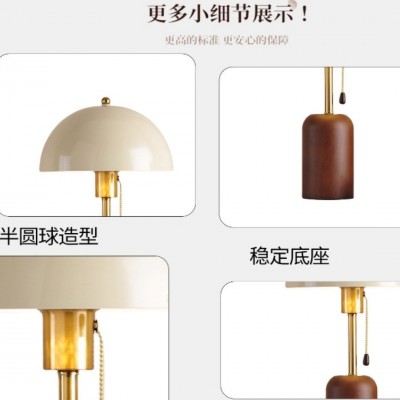 中古风台灯卧室书房客厅边几复古南洋风高级感氛围护眼实木床头灯图2