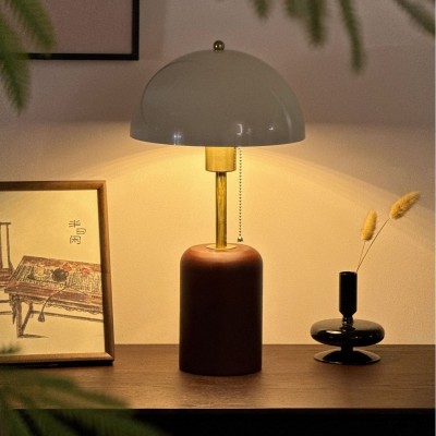 中古风台灯卧室书房客厅边几复古南洋风高级感氛围护眼实木床头灯图3