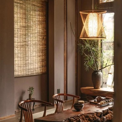 竹艺藤编织灯餐厅吊灯新中式禅意日式竹编灯茶楼火锅店灯笼批发图3