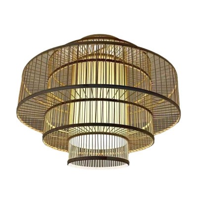 竹艺藤编织灯餐厅吊灯新中式禅意日式竹编灯茶楼火锅店灯笼批发图5