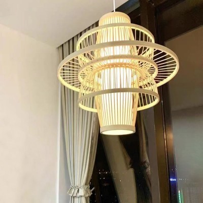 竹艺藤编织灯餐厅吊灯新中式禅意日式竹编灯茶楼火锅店灯笼批发图4