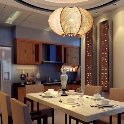 侘寂风日式吊灯餐厅吧台卧室民宿客厅复古创意个性绳编实木灯具图4