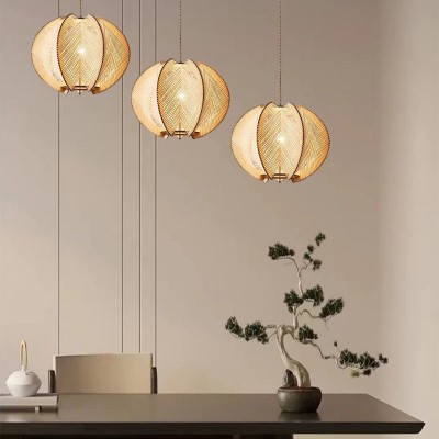 侘寂风日式吊灯餐厅吧台卧室民宿客厅复古创意个性绳编实木灯具