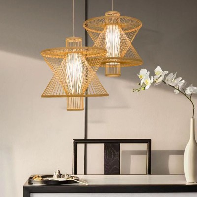 竹艺竹编吊灯新中式禅意茶室餐饮民宿火锅店日式复古创意手工灯笼
