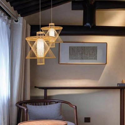 竹艺竹编吊灯新中式禅意茶室餐饮民宿火锅店日式复古创意手工灯笼图3