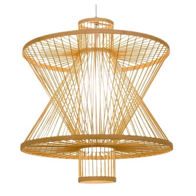 竹艺竹编吊灯新中式禅意茶室餐饮民宿火锅店日式复古创意手工灯笼图5