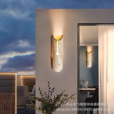 户外洞石壁灯景观庭院防水走廊过道灯花园露台阳台艺术奶油风壁灯图4