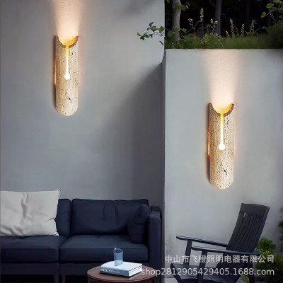 户外洞石壁灯景观庭院防水走廊过道灯花园露台阳台艺术奶油风壁灯图2