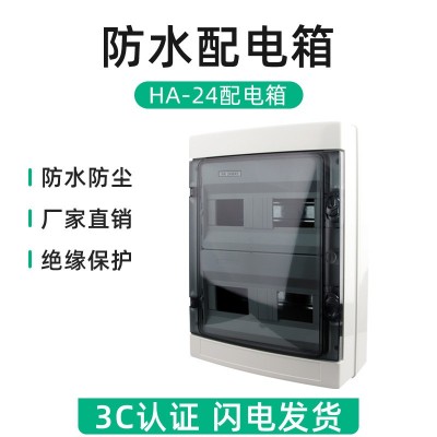 HA-24位防水开关盒户外塑料防雨配电箱室外回路空开防尘明装24P