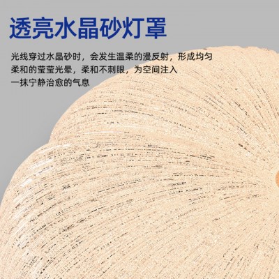卧室吸顶灯轻奢水晶砂房间灯温馨简约2025新款家用奶油风护眼灯具图2