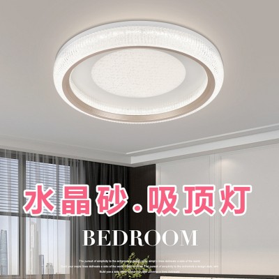 卧室吸顶灯现代简约轻奢感水晶砂奶油风全光谱房间灯广东中山灯具图1