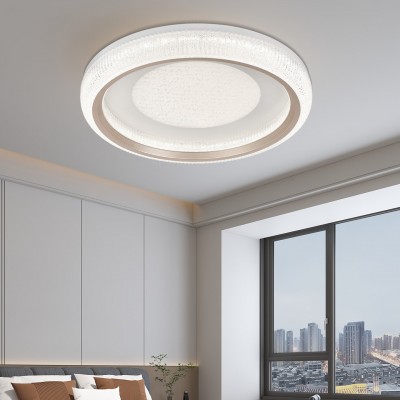 卧室吸顶灯现代简约轻奢感水晶砂奶油风全光谱房间灯广东中山灯具图3