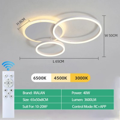 跨境爆款圆形客厅卧室吸顶灯宽电压85-265V遥控器+APP无极调光图5