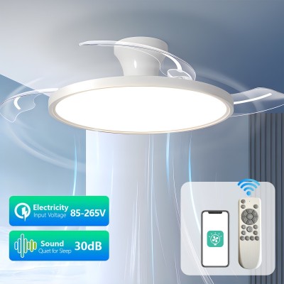 超薄风扇灯2024新款吊扇灯全光谱餐厅卧室客厅一体电风扇吊灯图1