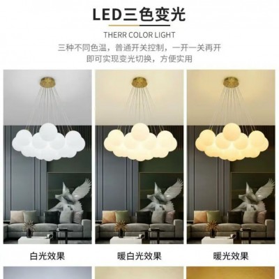 月球灯星球气球灯泡泡玻璃法式轻奢跨境灯云朵儿童卧室灯客厅吊灯图3