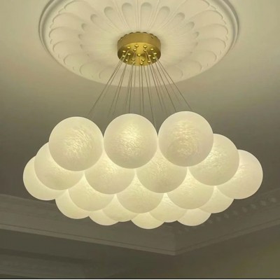 月球灯星球气球灯泡泡玻璃法式轻奢跨境灯云朵儿童卧室灯客厅吊灯图2