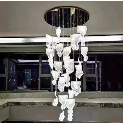 简约别墅客厅复式楼挑高创意餐厅吧台个性北欧服装店设计展厅吊灯图1