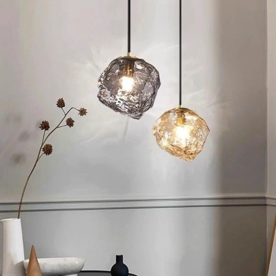 跨境石头玻璃吊灯冰块餐厅灯复式楼梯灯玄关简约熔岩卧室床头灯图4