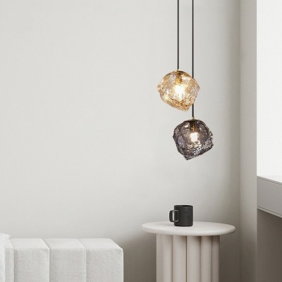 跨境石头玻璃吊灯冰块餐厅灯复式楼梯灯玄关简约熔岩卧室床头灯图3