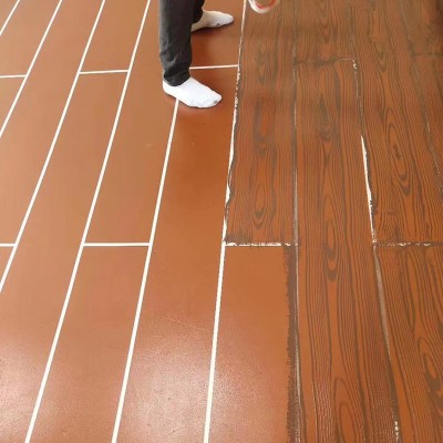 地面仿木纹漆户外公园景点走道木纹地板漆水泥步梯仿地坪漆防水图3