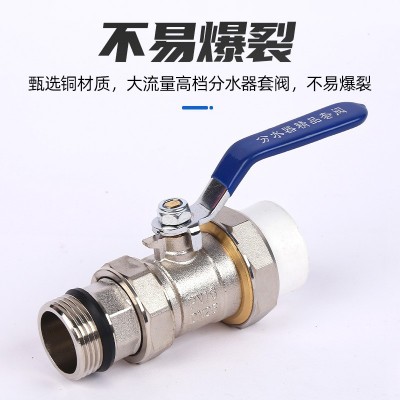地暖分水器套阀进回水阀门全铜PPR25 32分水器家装地热分集水器图3