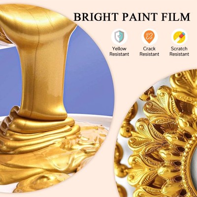 跨境金色艺术涂料水性金箔漆闪光金粉漆碑文工艺品装饰刷水性油漆图3