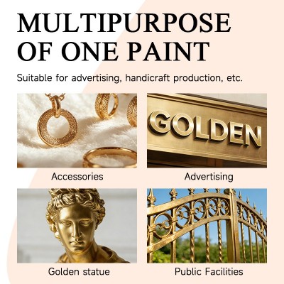 跨境金色艺术涂料水性金箔漆闪光金粉漆碑文工艺品装饰刷水性油漆图2
