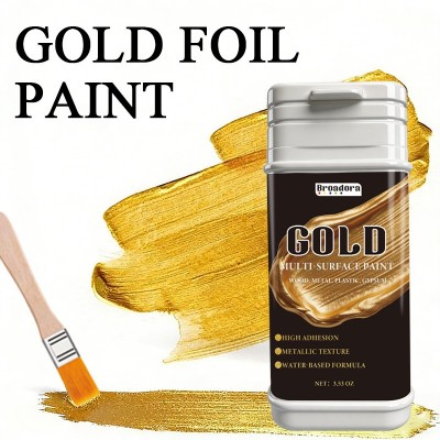 跨境金色艺术涂料水性金箔漆闪光金粉漆碑文工艺品装饰刷水性油漆