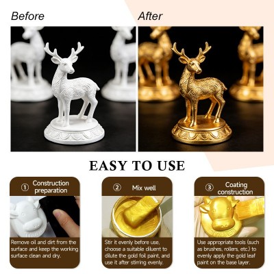 跨境金色艺术涂料水性金箔漆闪光金粉漆碑文工艺品装饰刷水性油漆图4