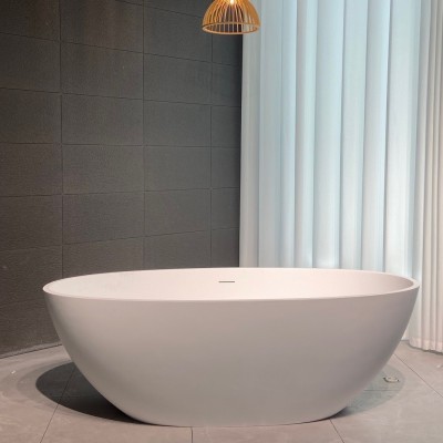薄边鹅蛋形浴缸浴缸家用民宿酒店浴盆浴缸极简风人造石浴缸图3