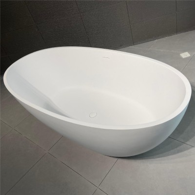薄边鹅蛋形浴缸浴缸家用民宿酒店浴盆浴缸极简风人造石浴缸图2