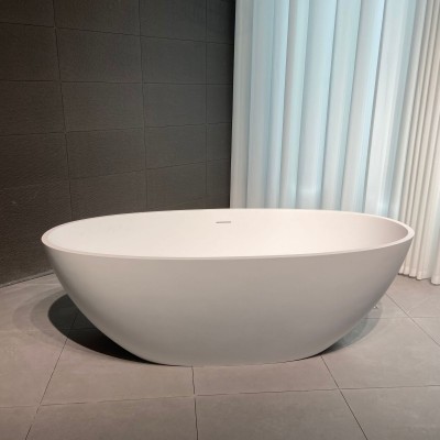 薄边鹅蛋形浴缸浴缸家用民宿酒店浴盆浴缸极简风人造石浴缸图4