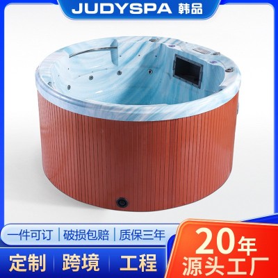 酒店工程2米户外庭院SPA浴池圆形智能按摩冲浪浴缸多人泡澡游泳池