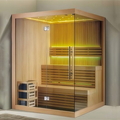 进口加拿大铁杉木桑拿房汗蒸房双层坐凳家用酒店民宿佛山厂家定制