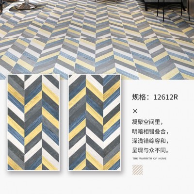 广东通体600x1200鱼骨纹木纹砖人字形仿实木地板砖年轮纹木纹瓷砖图5