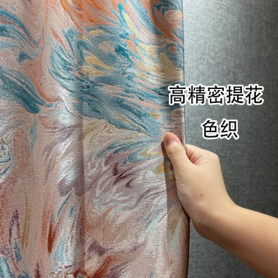 厂家2021新款高精密提花复古色织抽象轻奢成品窗帘靠包布沙发面料图3