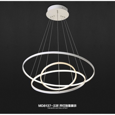 现代简约led吊灯 创意艺术个性餐厅灯亚克力客厅卧室灯环形圆圈灯图2