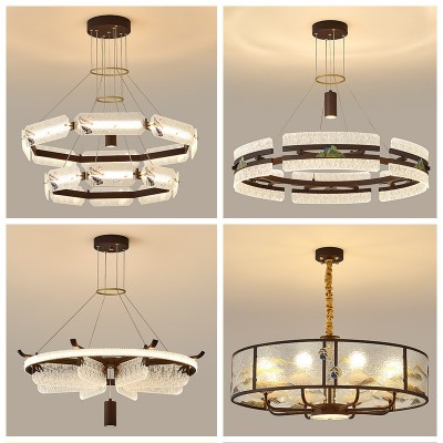 新中式吊灯轻奢酒店宴会厅珐琅彩亚克力水晶灯餐饮商用国风氛围灯