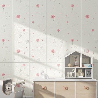 3d立体墙贴墙面装饰自粘墙纸泡沫砖壁纸背景墙墙贴纸防水蒲公英