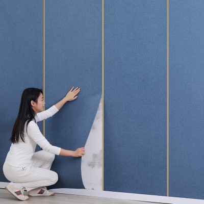 亚麻墙布自粘墙纸床头软包墙板电视背景墙贴卧室装饰壁纸软装家居