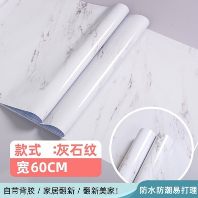 定制仿大理石自粘墙纸厨房防水防油防高温贴纸餐桌灶台橱柜门壁纸图3