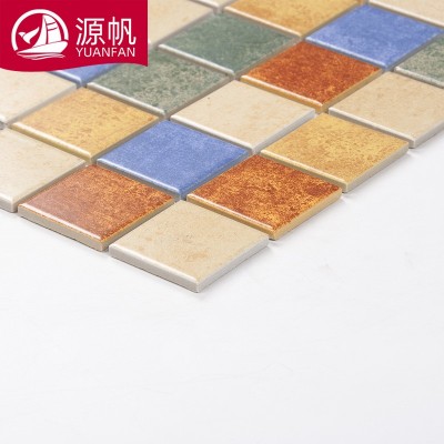 饮品店吧台瓷砖店铺玄关背景墙48颗粒哑光仿古系列陶瓷马赛克图4