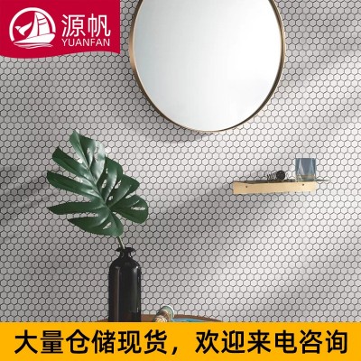 小区景观池地面瓷砖游泳池48X56纯色彩色防滑大六角陶瓷马赛克图3