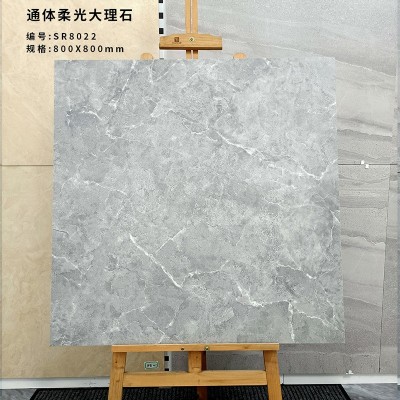 柔光通体大理石800x800瓷砖 客厅灰色仿古砖哑光水泥砖防滑地砖图4