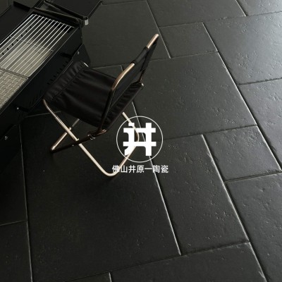 中古黑色莱姆石地砖别墅庭院仿古砖罗马拼复古瓷砖民宿餐厅露台砖