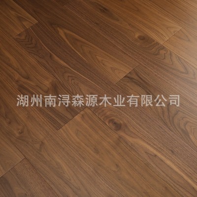 高端三层黑胡桃实木新中式客厅卧室办公室家装花梨木地热地板图2