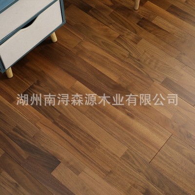 高端三层黑胡桃实木新中式客厅卧室办公室家装花梨木地热地板图4